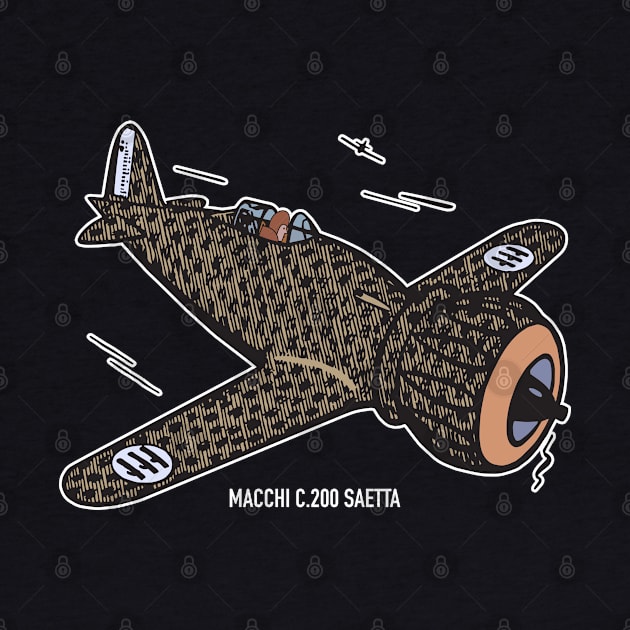 Macchi C200 Saetta Italian WW2 Fighter Plane Art by Battlefields